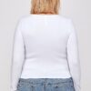 Plus Size Round Neck Top with Cut-Out – White