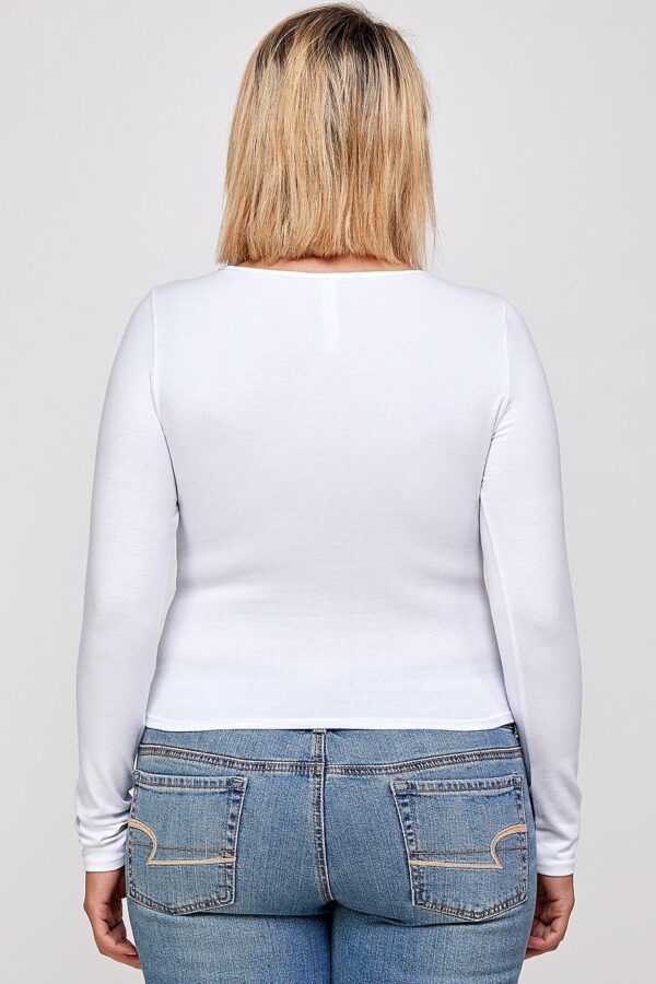 Plus Size Round Neck Top with Cut-Out – White