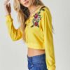 Floral Embroidered Cropped Sweatshirt – Yellow