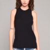Longline Sleeveless Crew Neck Top with Cut-Out Back – Black