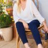 Plus Size V-Neck Bubble Sleeve Top – White