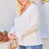 V-Neck Tiered Ruffle Sleeve Top – Plus Size White