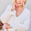 V-Neck Tiered Ruffle Sleeve Top – Plus Size White