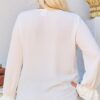 V-Neck Tiered Ruffle Sleeve Top – Plus Size White