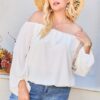 Plus Size Off-Shoulder Top with Ruffle Bubble Sleeves