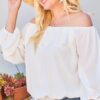 Plus Size Off-Shoulder Top with Ruffle Bubble Sleeves