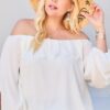Plus Size Off-Shoulder Top with Ruffle Bubble Sleeves
