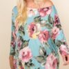Plus Size One-Shoulder Floral Venezia Top – Sage