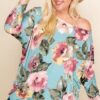 Plus Size One-Shoulder Floral Venezia Top – Sage