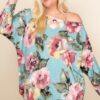 Plus Size One-Shoulder Floral Venezia Top – Sage