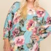 Plus Size One-Shoulder Floral Venezia Top – Sage