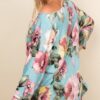 Plus Size One-Shoulder Floral Venezia Top – Sage