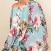 Plus Size One-Shoulder Floral Venezia Top – Sage