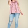 Plus Size Satin Cami with Lace Neckline – Mauve