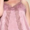 Plus Size Satin Cami with Lace Neckline – Mauve