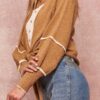 Textured Knit Cardigan Sweater – Cropped Camel