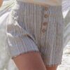 Striped Woven Shorts with Frayed Hem – Taupe/Black