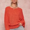Solid Knit Sweater with Dolman Sleeves – Coral