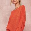 Solid Knit Sweater with Dolman Sleeves – Coral
