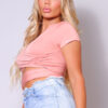 Short-Sleeve Crossover Multi-Way Tie Top – Canyon Rose