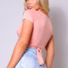 Short-Sleeve Crossover Multi-Way Tie Top – Canyon Rose
