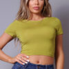 Short Sleeve Crossover Multi-Way Tie Top – Tea Leaf