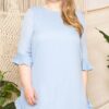 Pleated Ruffle Mini Dress – Sky Blue (Plus Size)