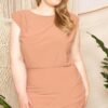 Plus Size Shirring Mini Dress with Keyhole Back – Mauve