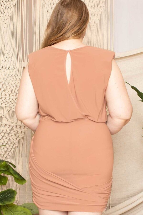 Plus Size Shirring Mini Dress with Keyhole Back – Mauve