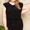 Shirred Mini Dress with Keyhole Back – Plus Size