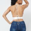 Satin Wrap-Front Top with Draped Neck – White