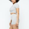 Collared Crop Top and Shorts Set – Silver