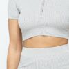 Collared Crop Top and Shorts Set – Silver