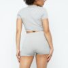Collared Crop Top and Shorts Set – Silver