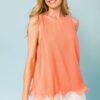 Baby Pleated Sleeveless Top – Coral