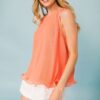Baby Pleated Sleeveless Top – Coral