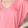 V-Neck Short Sleeve Top with Mirrored Trim – Coral