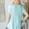 Short Sleeve V-Neck Top with Mirrored Trim – Mint