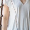 Short Sleeve V-Neck Top with Mirrored Trim – Ivory