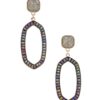 Beaded Oval Post Drop Earrings – Multiple Colors