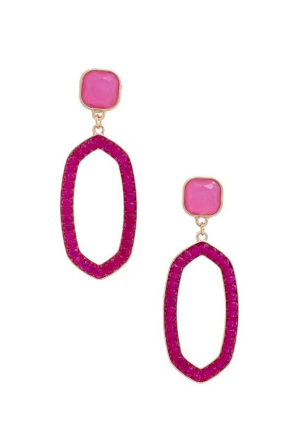 Beaded Oval Post Drop Earrings – Multiple Colors