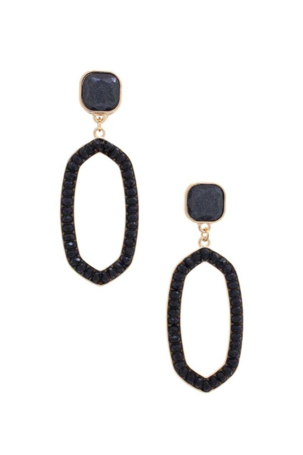 Beaded Oval Post Drop Earrings – Multiple Colors