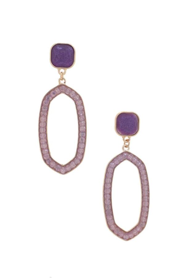 Beaded Oval Post Drop Earrings – Multiple Colors