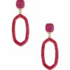 Beaded Oval Post Drop Earrings – Multiple Colors