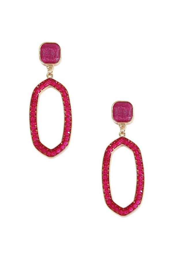 Beaded Oval Post Drop Earrings – Multiple Colors