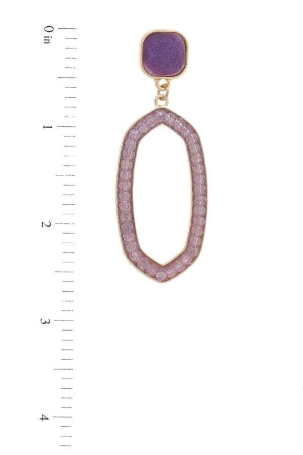 Beaded Oval Post Drop Earrings – Multiple Colors