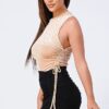 Velvet Leopard Side Shirring Extreme-Cut Bodysuit – Champagne