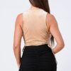 Velvet Leopard Side Shirring Extreme-Cut Bodysuit – Champagne
