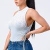 Velvet Leopard Side Shirring Extreme Cut Bodysuit – Light Blue