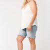 Plus Size Plunging V-Neck Lattice Top – Off White